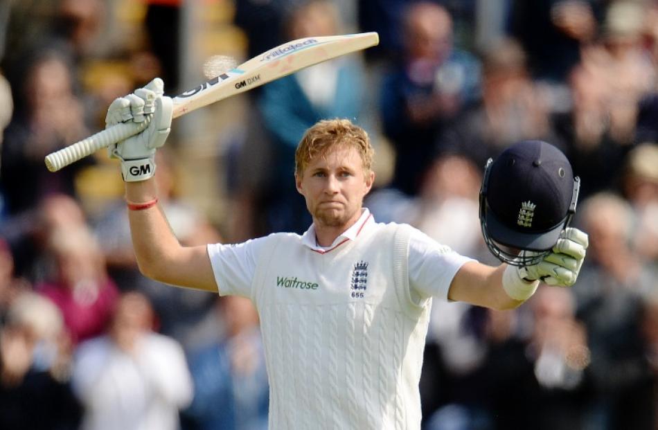 England's Joe Root celebrates reaching his century. Photo by Reuters/Philip Brown Livepic