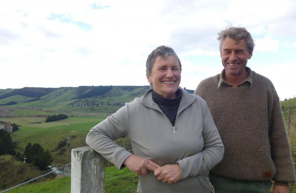 Farm foresters Jane and Peter Evans, who farm Alpine Farm, in the Pareora Gorge, are this year's...