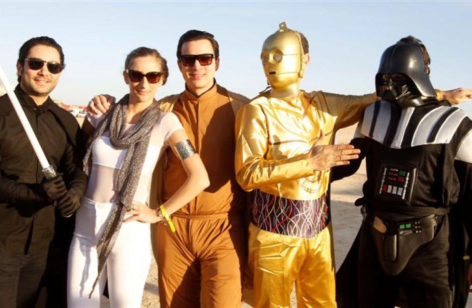 Festival-goers dressed up as Star Wars character sat the Electronic Music Festival in Tunisia...