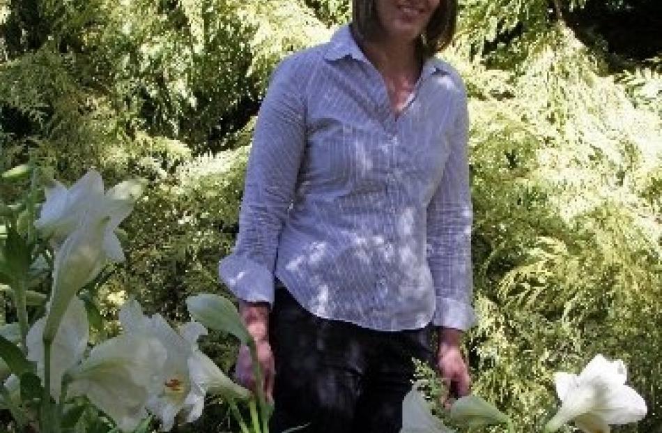 First-time Ellerslie exhibitor Emily McEwan  in her East Taieri garden.