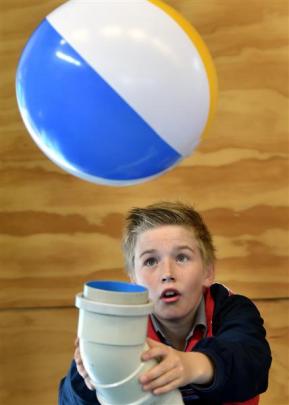 Fletcher McConnachie (12), of Balmacewen Intermediate, experiments with a Bernoulli Blower during...