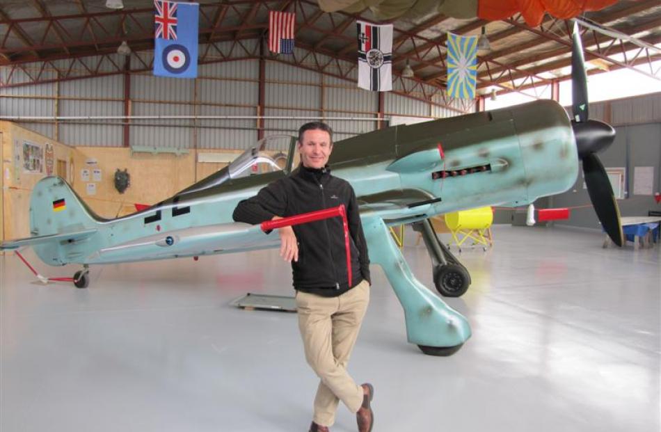 Focke-Wulf Museum founder Gilles Kupfer and his replica World War 2 fighter at Wanaka Airport....