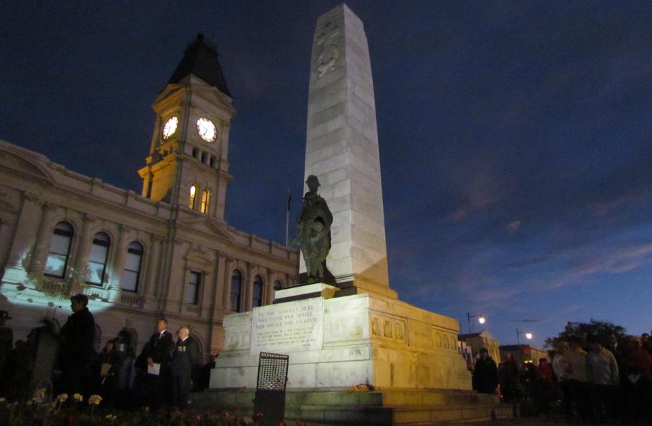 For the first time, the World War 1 cenotaph in Oamaru was lit with new lights and an Anzac...