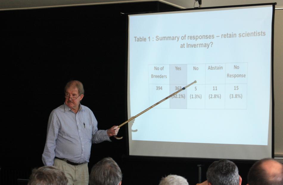 Former Invermay director Jock Allison speaks to Invermay stakeholders, ...