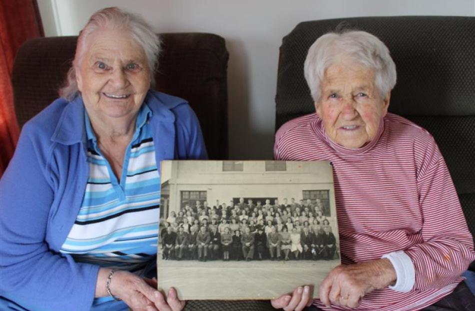 Former Kingsland Biscuit Factory workers Meryle (Gloria) Colvin (left) and Glad Munro reminisce...