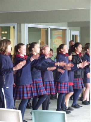 From left, Marie Eden (11), Riley Chandler (12),  Bianca Gibson (11), Sophia Harris (12), Lucy...