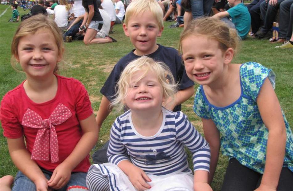 From left: Stella Cornelius (6), Molly Cornelius (3, front),  Archie Cornelius (6) and Gracie...