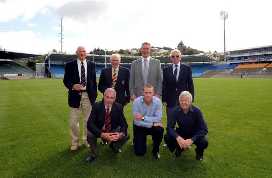 Gathered at Carisbrook for a special function yesterday are (front row, from left) Warren Lees,...