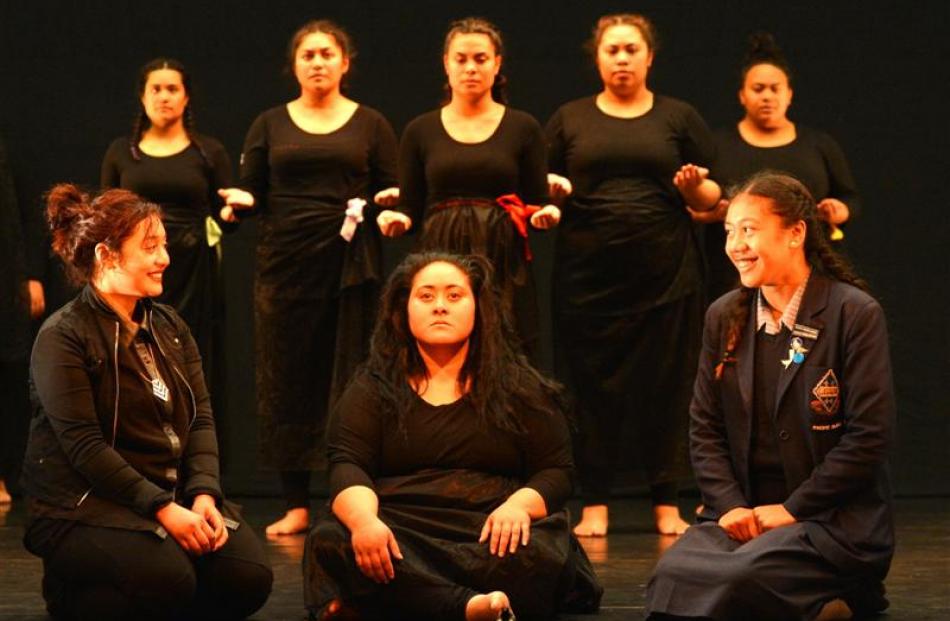 Getting up close during a rehearsal of Sei `O Fafine in the Kavanagh Auditorium yesterday are...