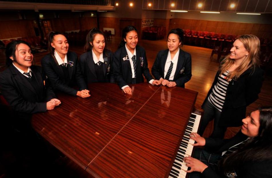 Giving voice to Pacific Island perspectives are Otago Girls' High School pupils (from left)...