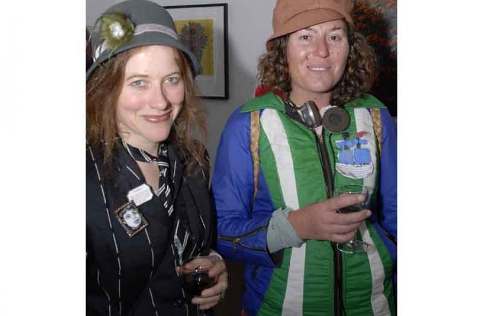 At the opening of Hannah Kidd's Milford Galley on Friday night are Oamaru artist Donna Demente...