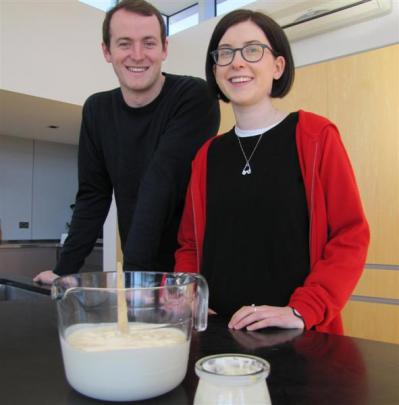 Hamish Macintosh (left) and Alice Marsh hope to eventually sell their Thykk Yoghurt throughout...