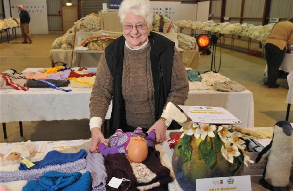 Heather Fisher oversees the wool and acrylic craft competition. Photos by Gregor Richardson.