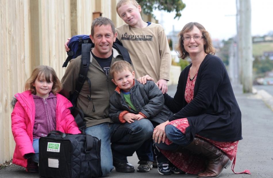 Helicopter pilot Paul Williams and family wife Kirsty and children Sophie (4), Nicholas (3) and...
