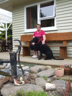 Herbert Forest Camping Ground co-owner Colleen Grumball at home with Marley. Photos by Sally Rae.