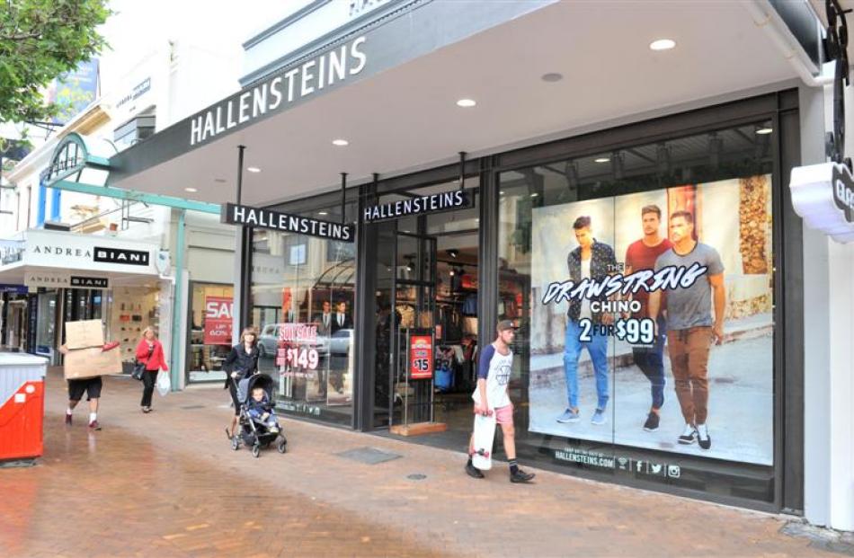 High street Dunedin apparel retailer Hallenstein Glasson. Photos by Linda Robertson.