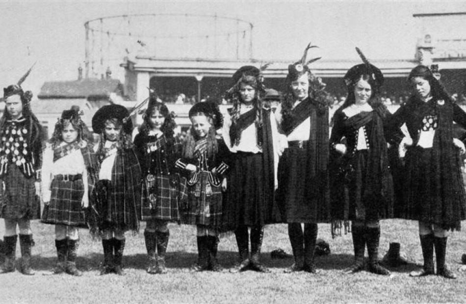 Highland dancers in the under 15 years class line up at the Otago Caledonian Society's annual...