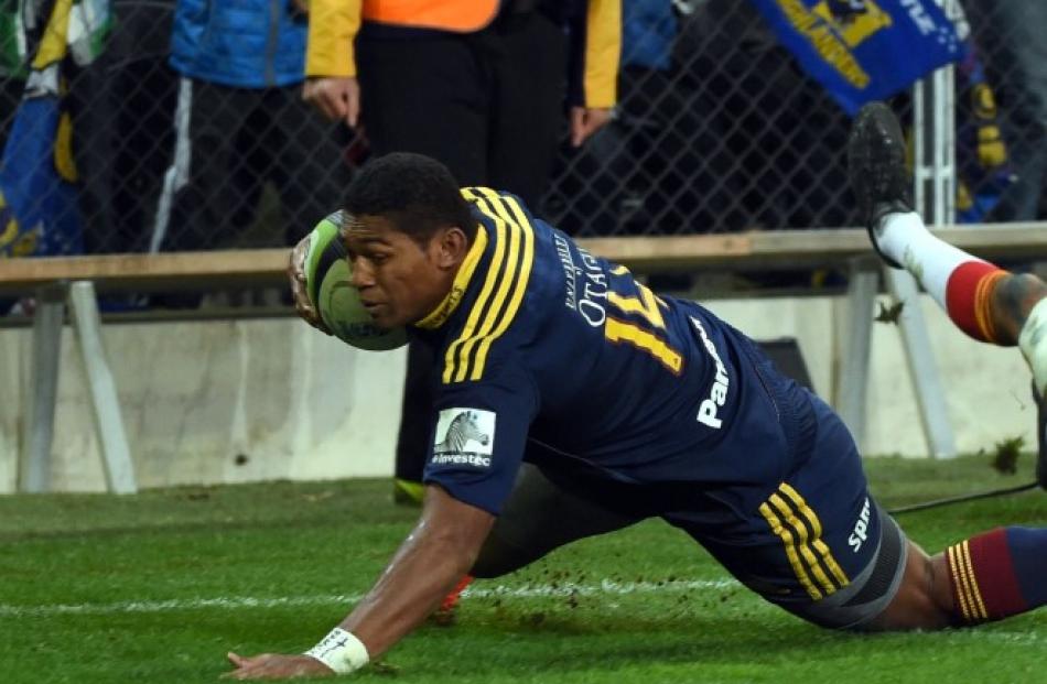 Highlanders winger Waisake Naholo had a good night out against the Chiefs, running in two tries...