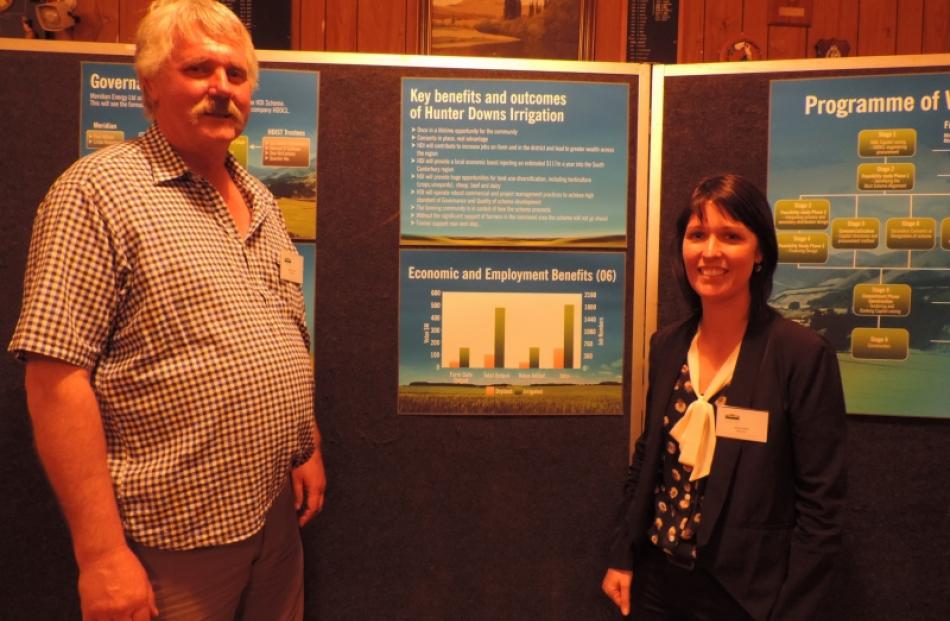 Hunter Downs Irrigation Ltd chairman Andrew Fraser and director Stacey Scott presented...