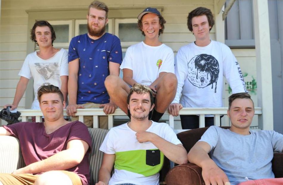 Hyde St residents (back row, from left) Maukino Skelton, Chris Clapham, Alex Battersby and David...