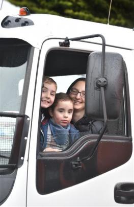 In an Isuzu truck at Special Rigs for Special Kids in Dunedin yesterday were (from left) brothers...