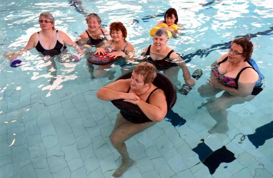 In the physio pool (from left) are Jo Nolan, Sue Duncan, Ivy Cockburn, Ingrid O'Connell (front),...