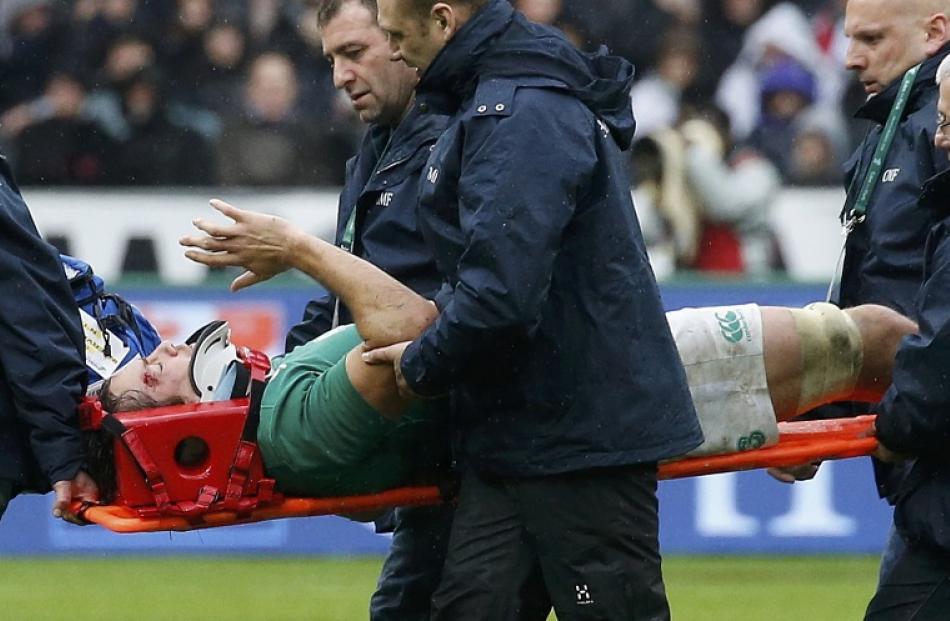 Ireland’s Mike McCarthy is taken off the field. Photo:  Action Images via Reuters