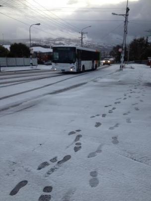 It was a snowy start for residents in Dunedin's hill suburbs this morning. Photo Stephen Jaquiery