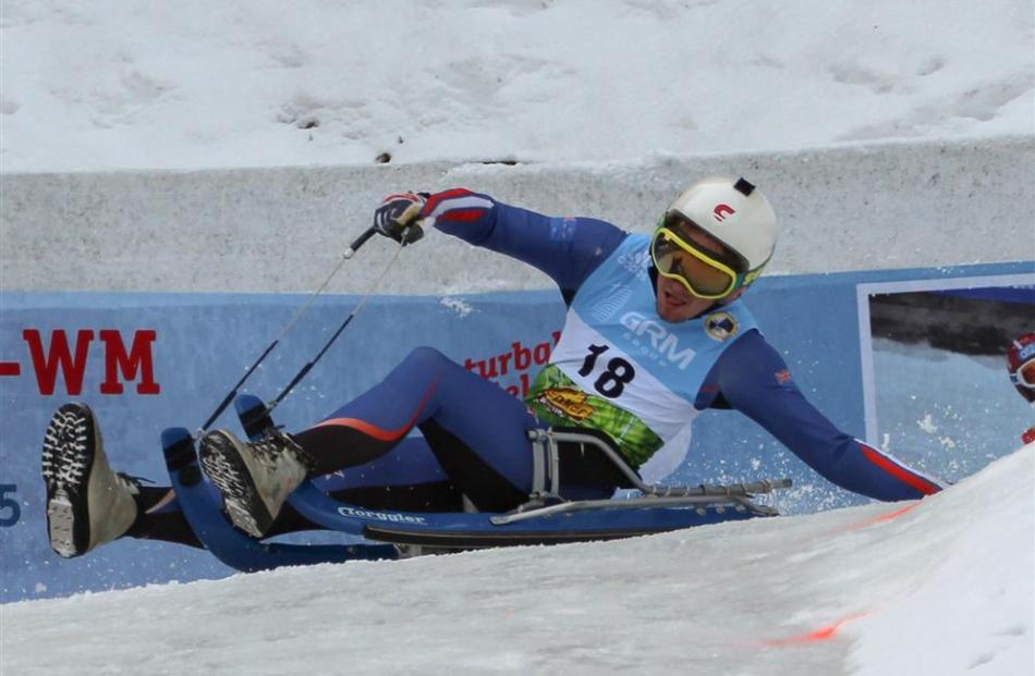 Jack Leslie on his way victory in Seiser Alm, Italy, yesterday. Photo by Peter Maurer.