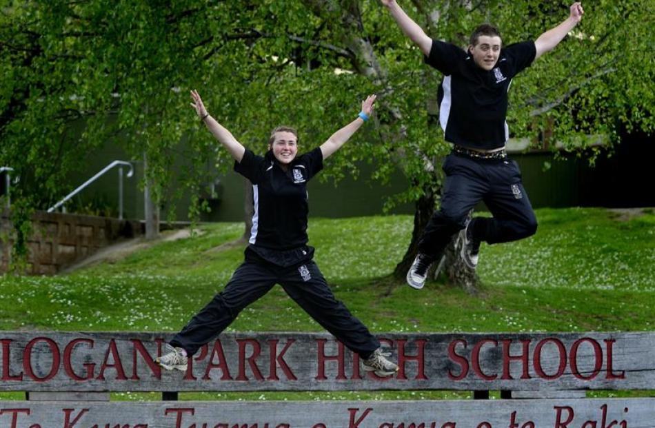 Jade Nicholson and Zane Clifton-Clark jump for joy after being selected to attend Blue Light New...