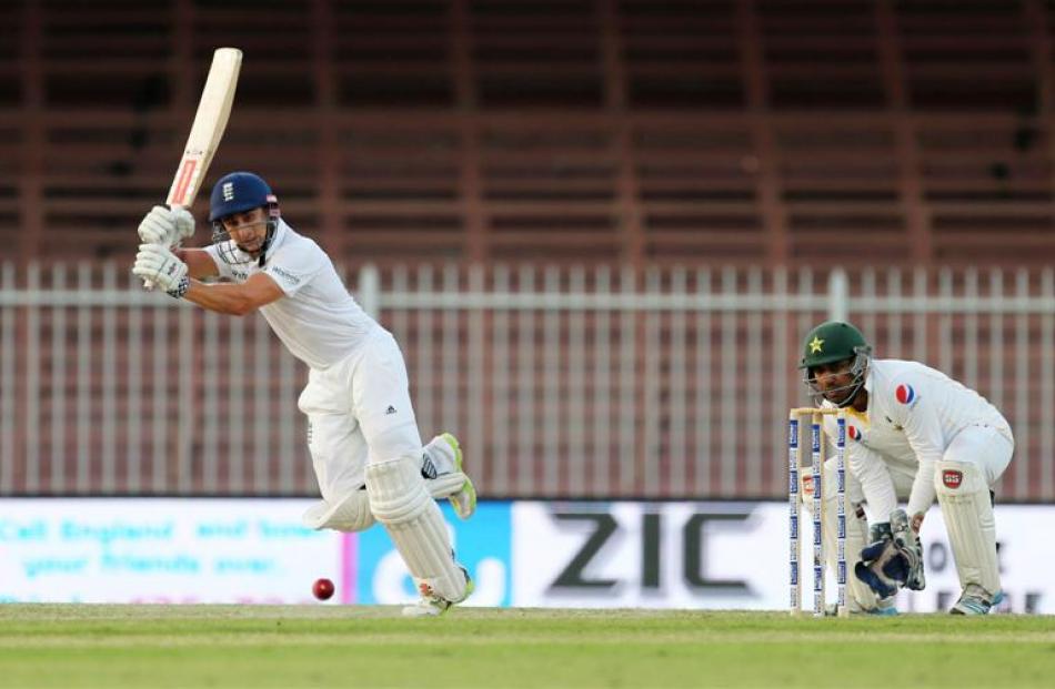 James Taylor plays a shot through midwicket for England against Pakistan. Photo: Reuters