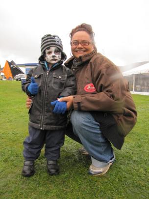 Jasmine Hokianga and Beau Hokianga-Baker (2), of Wanaka, at the Wine and Food Festival on...