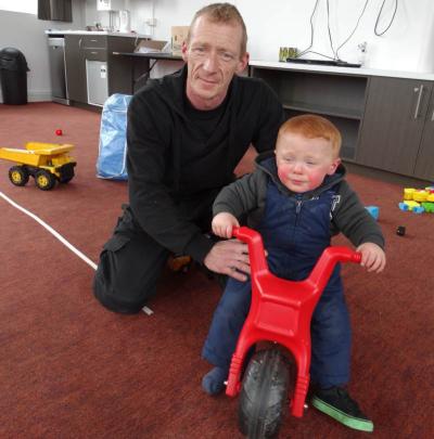 Jason  Hodgson and his son Matty attend a fathers-only play group  so Matty can play with...