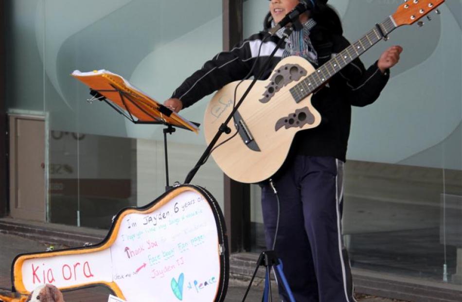 Jayden Jesudhass prepares to strum up a storm after winning the under-14 Freeze Ya Bits Off...