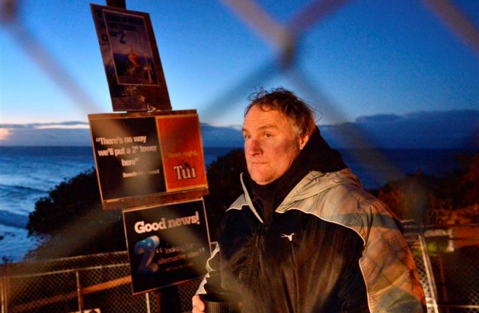 Jayin Hutchings stands at the Scroggs Hill Rd, Brighton, site early yesterday as part of a...