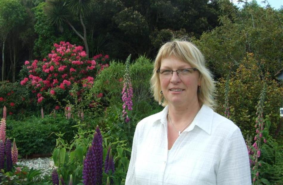 Jenny Hewson at home in her Kaka Point garden.