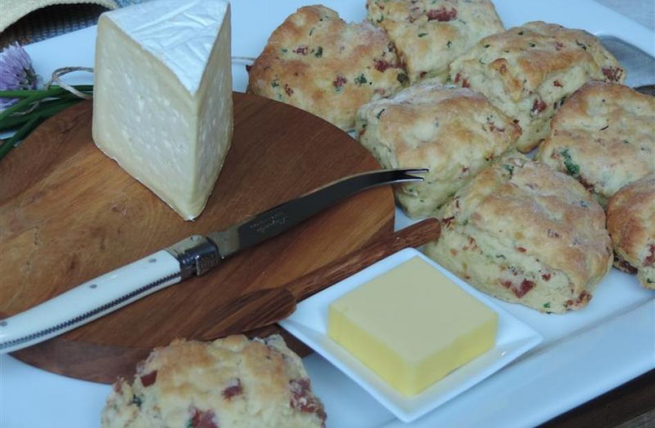 Joan Bishop's chorizo and chive scones. Photos by Charmian Smith.