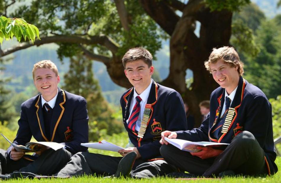 John McGlashan College boarders (from left) Angus Webster (16), Ed Davies (17) and Christopher O...