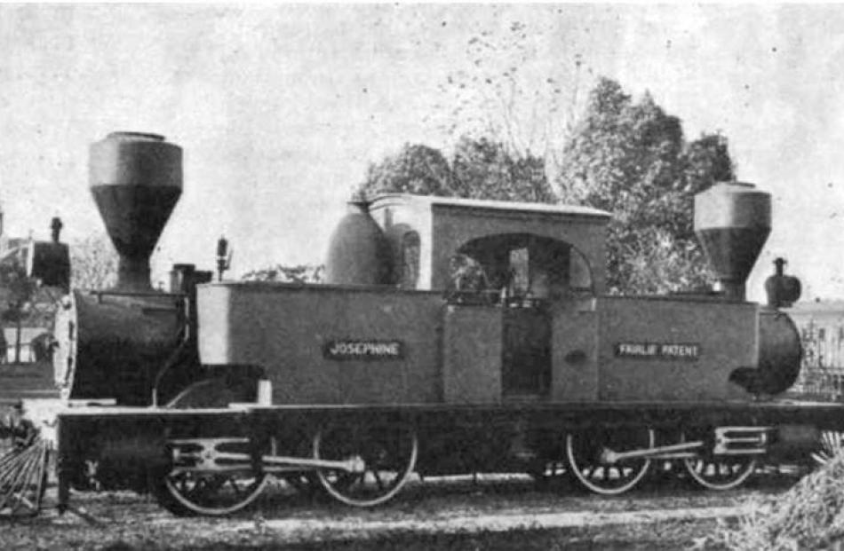 Josephine, which hauled the first train on the Dunedin-Port Chalmers line. Photo from the NZ...