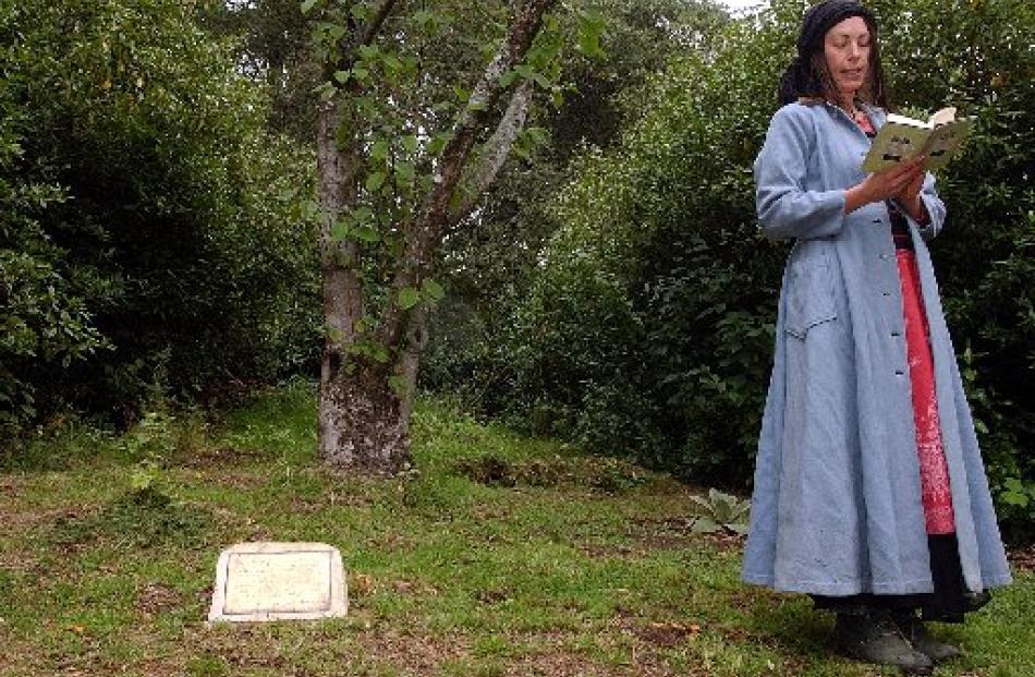 Juliet Novena Sorrel reads from a Janet Frame novel at the unveiling of a memorial plaque at the...