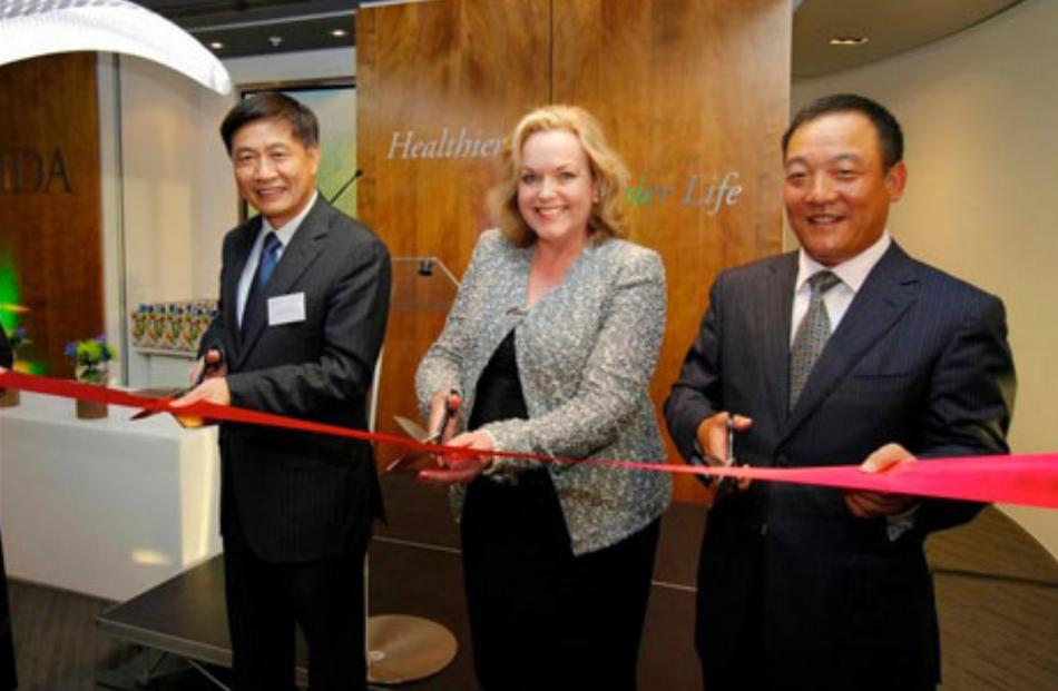 Justice Minister Judith Collins helps to open a new Oravida NZ office late last year. Photo...