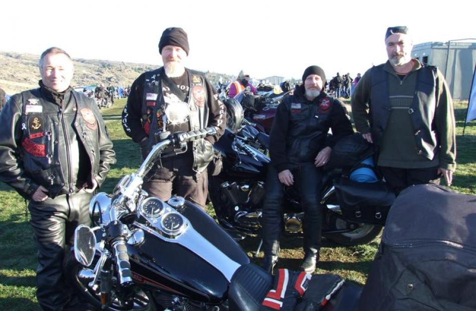 Keen to set up a chapter of the Patriots Motorcycle Club based in Dunedin are (from left) Steve...