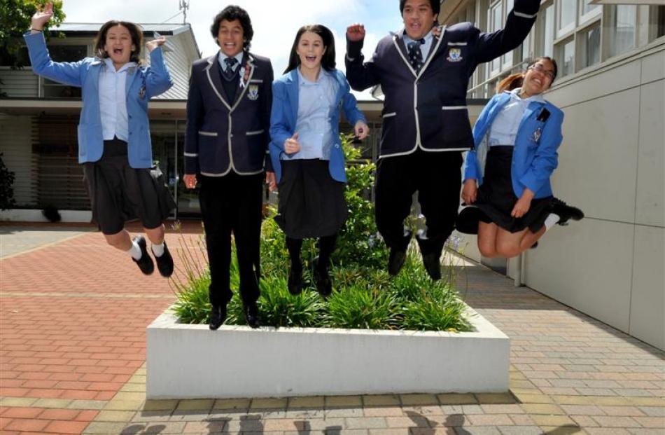 King's and Queen's High School pupils (from left) Tayla McLay (17), Taraia Donnelly (17), Sari...