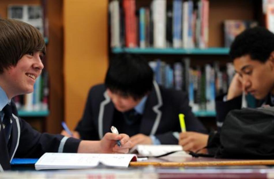 King's High School year 11 pupils (from left) Matt Gillan, Andrew Xie and Malakai Ikahihifo (all...