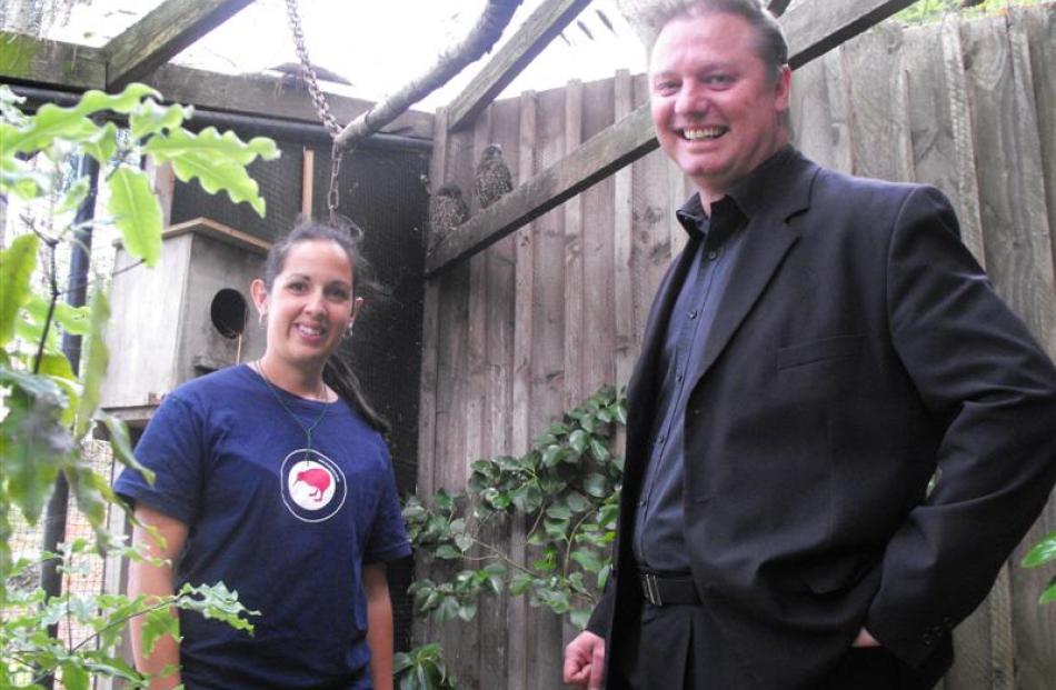 Kiwi Birdlife Park wildlife manager Nicole Kunzmann and the Rydges resort general manager John...