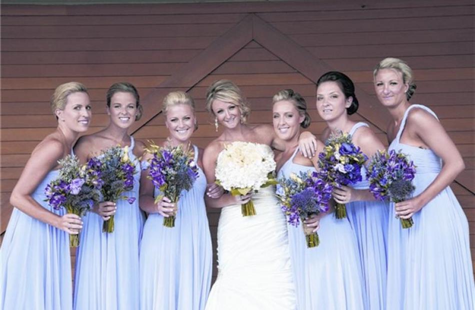 Kristy South with her bridesmaids. She married Chris Chilman in February at Lookout Lodge. Photo...