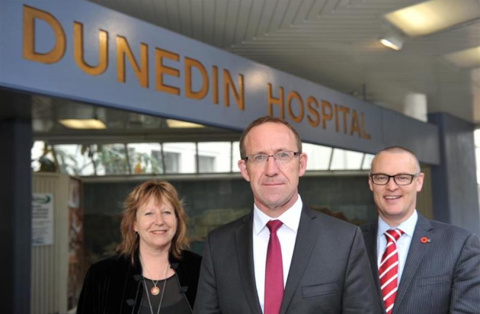 Labour leader Andrew Little (centre) with Dunedin South MP Clare Curran and Dunedin North  MP...