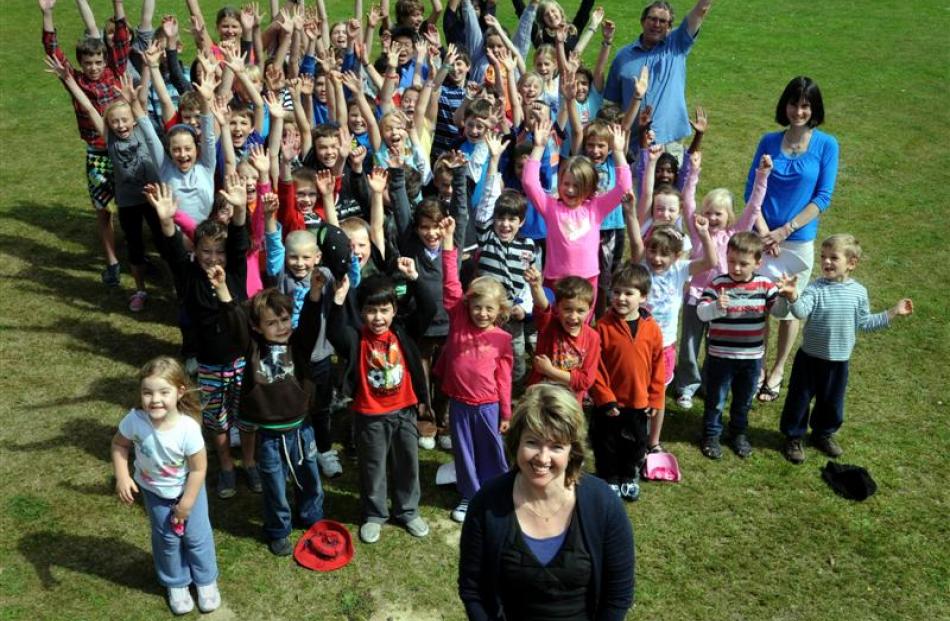 Liberton Christian School principal Fiona Sizemore with pupils and staff from the school...
