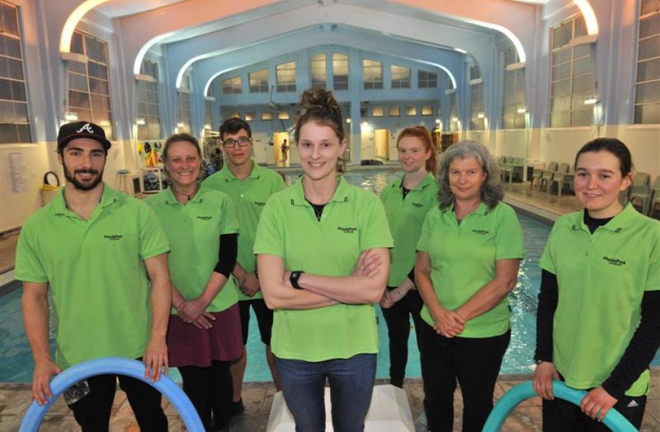 Lifeguard Ashlie Nobilo (centre)  and fellow lifeguards (from left) Kieran Applegarth, Tara...