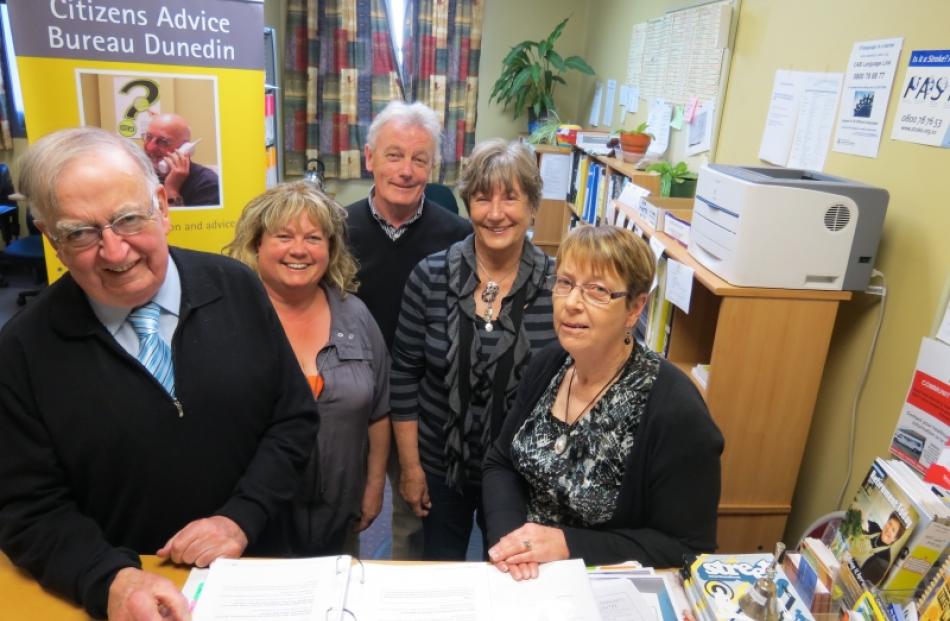 Long-serving Dunedin Citizens Advice Bureau Consumer Team leader Noel Angus (left), who is...